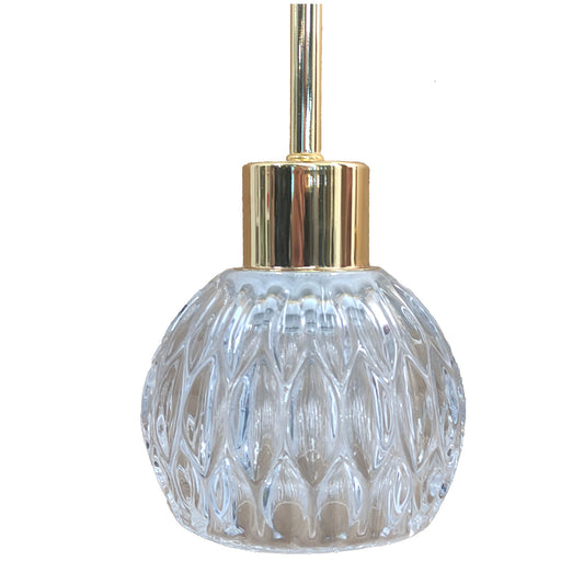 Φωτιστικό Κρεμαστό Μονόφωτο Γυάλινο-Χρυσό Ε27 Φ11x150