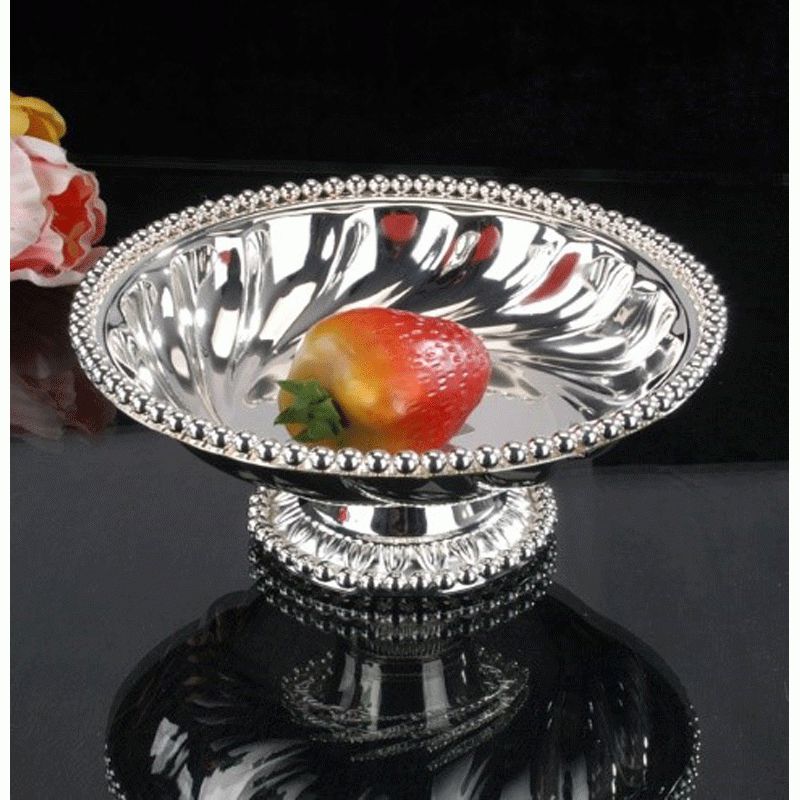 Μπωλ με Πόδι Επάργυρο Ασημί 21x21x10