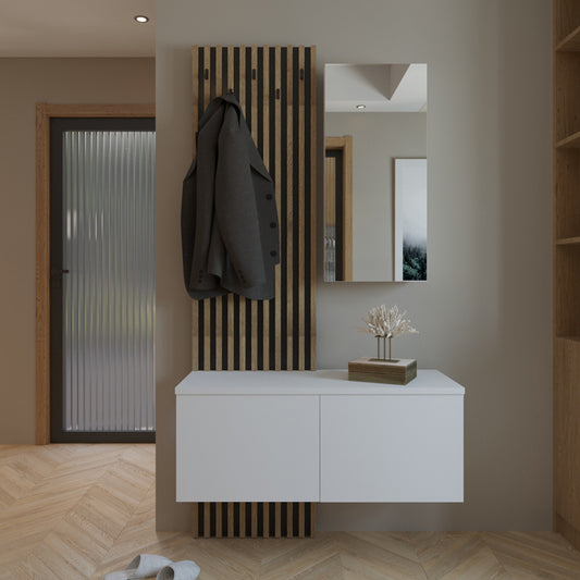 Έπιπλο Εισόδου Arika Λευκό-Sonoma 100x37x199.5