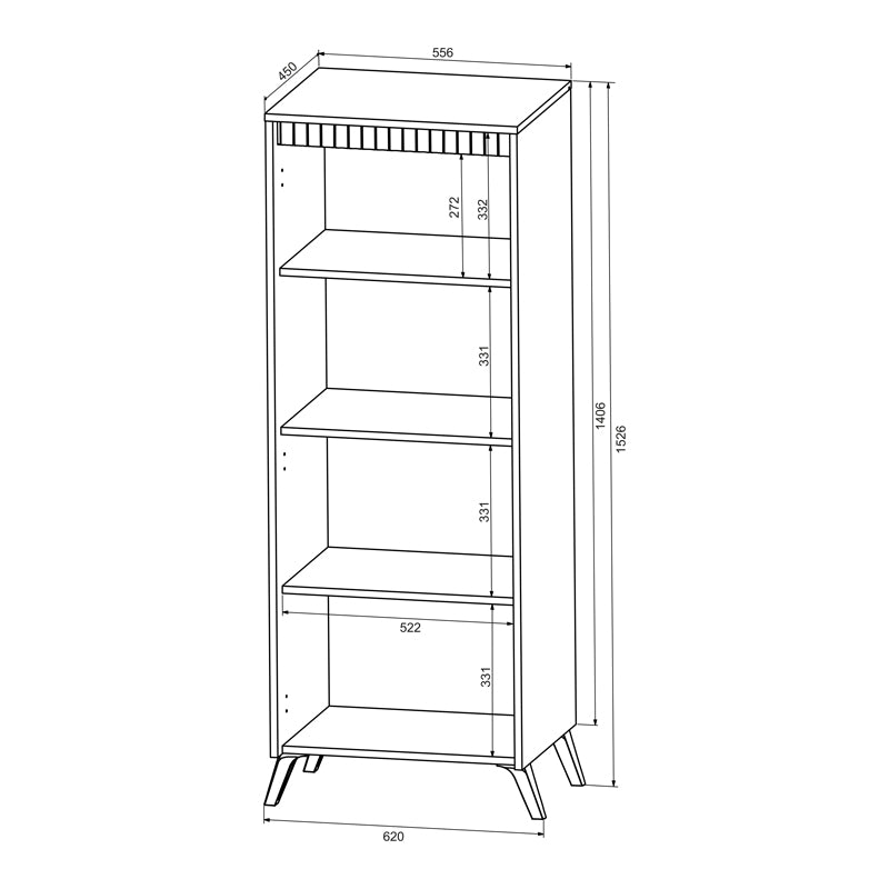 Belka Showcase Cream with Oak 55.6x45x152.6
