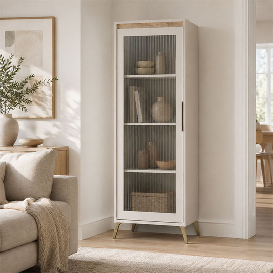 Βιτρίνα Belka Κρεμ με Oak 55,6x45x152,6
