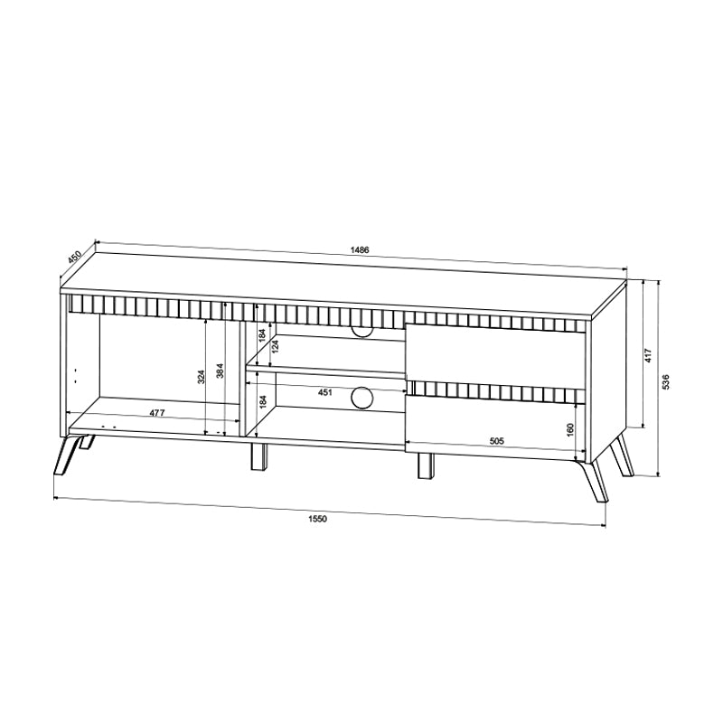 Έπιπλο Τηλεόρασης Belka Κρεμ με Oak 155x45x53,6
