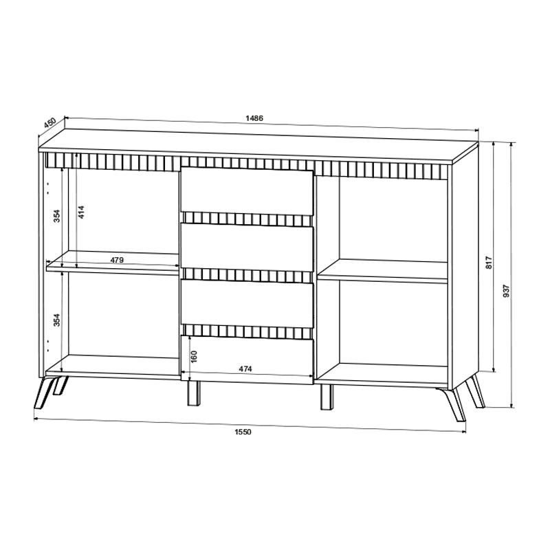 Buffet Belka Cream with Oak 155x45x93.7