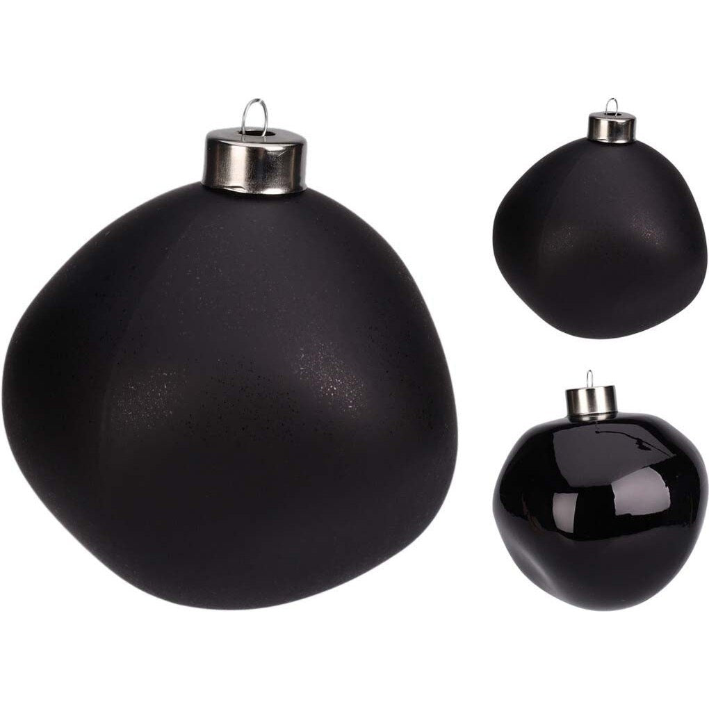 Μπάλα Βότσαλο Γυάλινη Μαύρη 10εκ 3 Σχδ