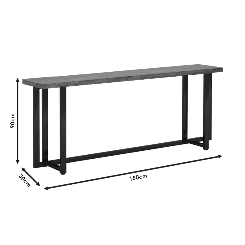 Κονσόλα Dice Μασίφ Ξύλο Πεύκου Καρυδί-Μαύρο 150x30x90