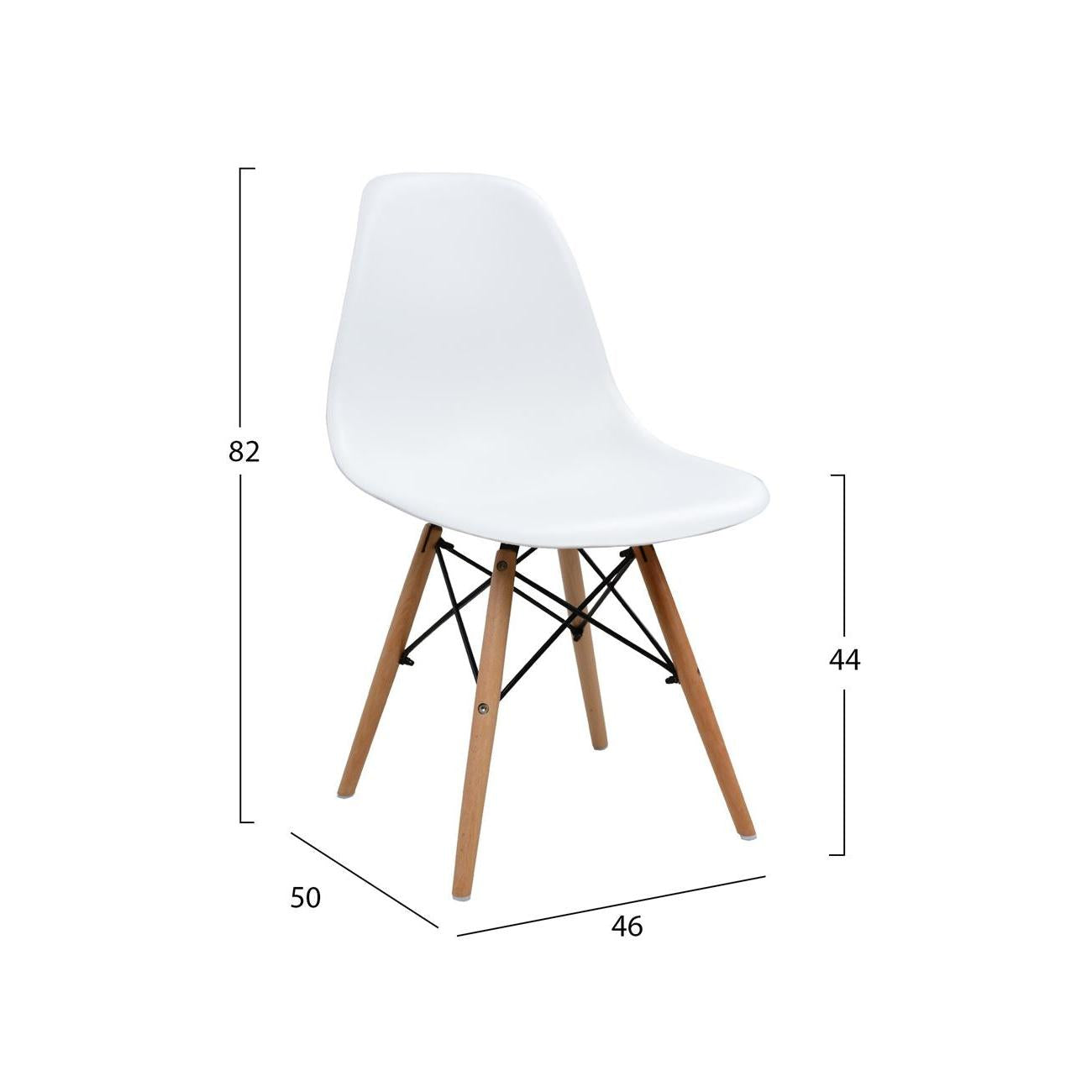 Καρέκλα Stefan Λευκό με Ξύλινα Πόδια 46.5x53x82