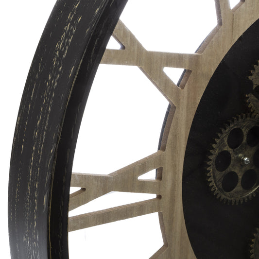 Ρολόι Τοίχου Paul Μαύρο-Φυσικό Μέταλλο-MDF Φ57x6