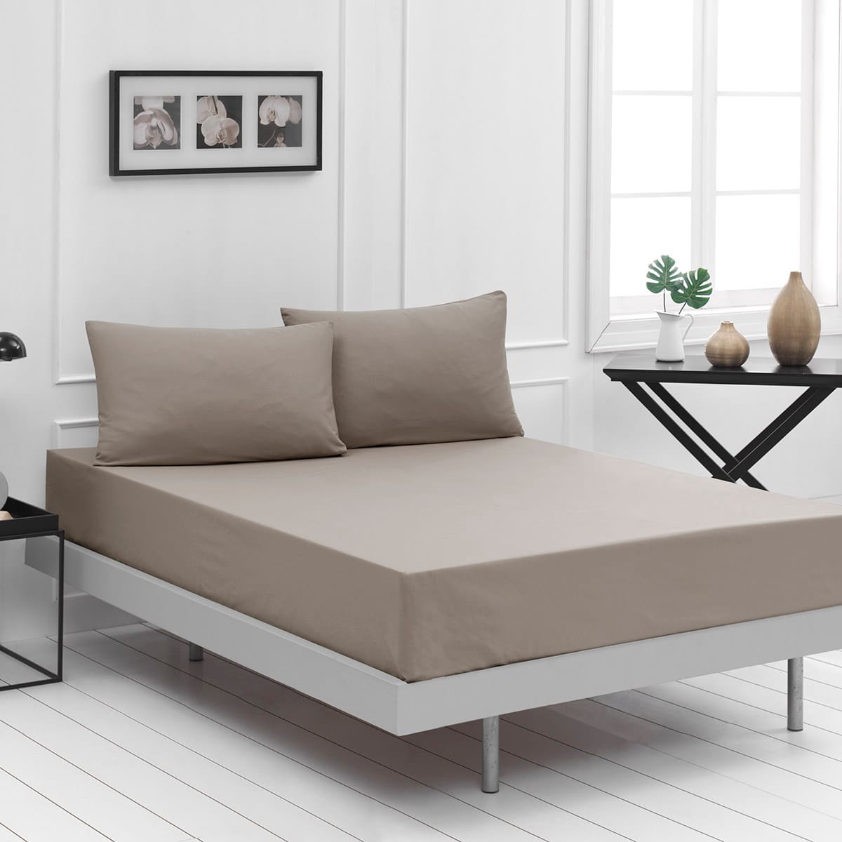 Σεντόνι Υπέρδιπλο Μονόχρωμο με Λάστιχο Art 1999 170x200+30εκ Μπεζ