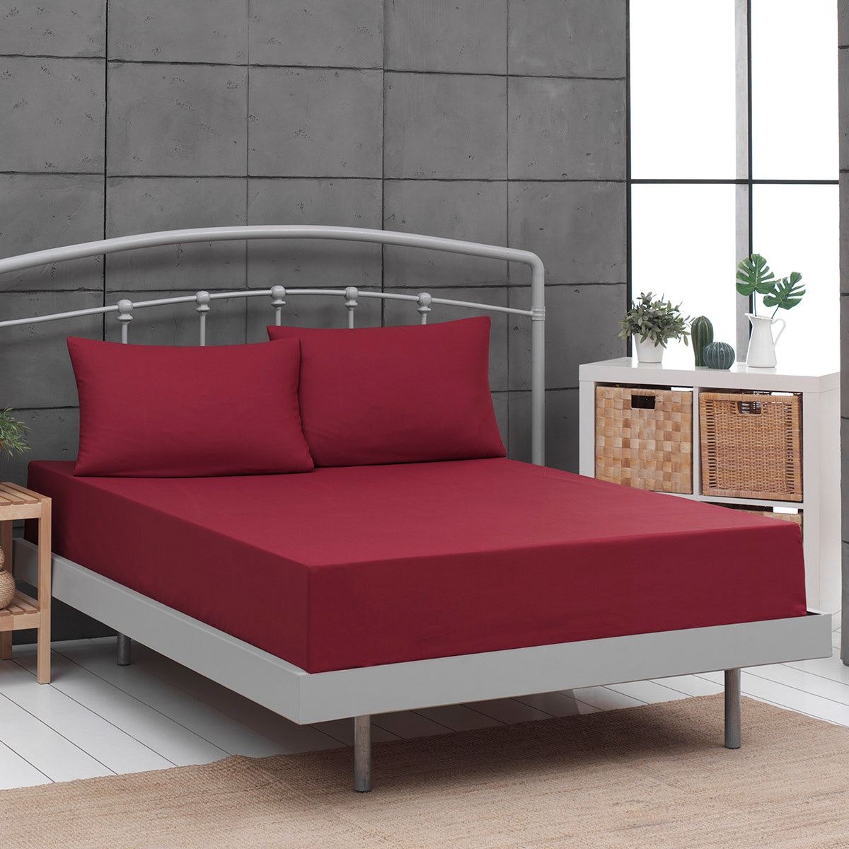 Σεντόνι Μονό Μονόχρωμο με Λάστιχο Art 1999 110x200+30εκ Μπορντό