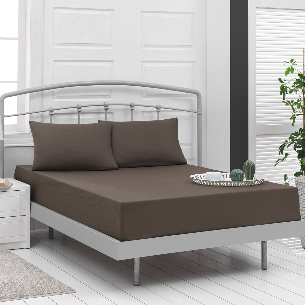 Σεντόνι Μονό Μονόχρωμο με Λάστιχο Art 1999 110x200+30εκ Καφέ