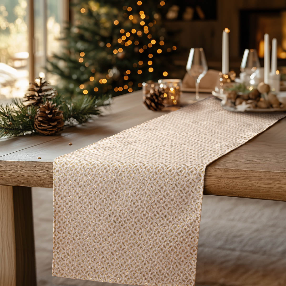 Ράννερ Ζακάρ Εκρού-Χρυσό 40x250εκ