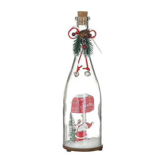 inart Χριστουγεννιάτικο Μπουκάλι με LED Γυάλινο/Ξύλινο Πολύχρωμο 2-70-540-0135
