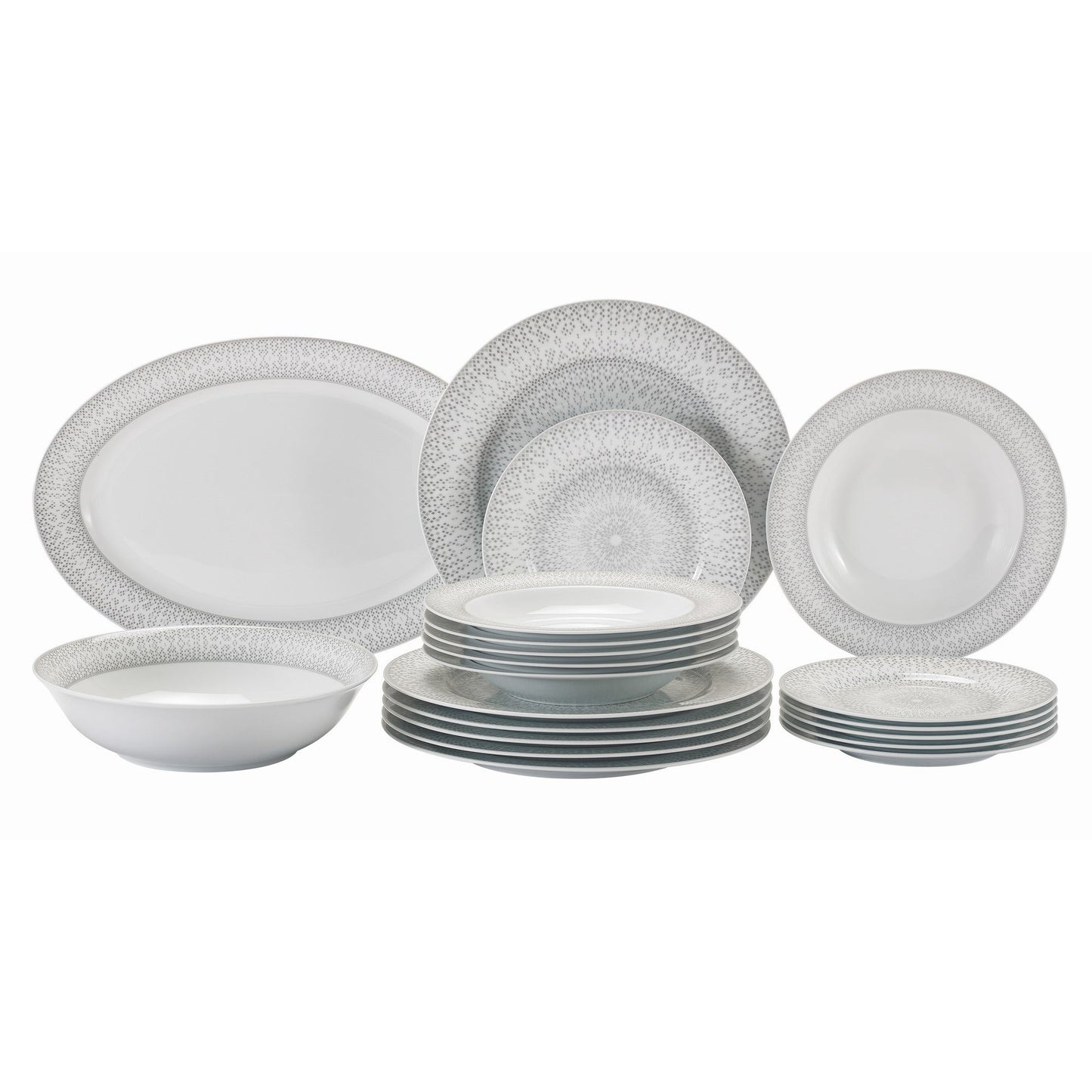 Σετ Πιάτα Φαγητού 20 Τμχ Πορσελάνη Γκρι/Λευκό