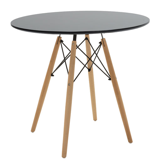 Julita Dining Set 5 Pcs in Black-Natural Color Φ80x73