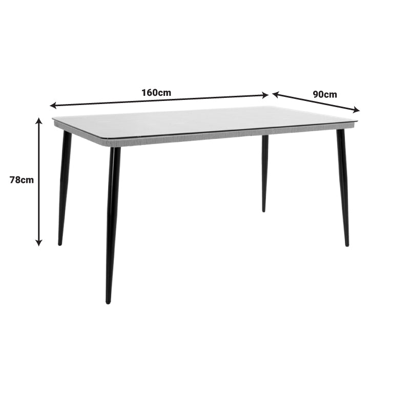 Τραπεζαρία Naoki-Tanish Σετ 7 Τμχ Rattan Φυσικό-Μαύρο Μέταλλο-Γυαλί 160x90x78