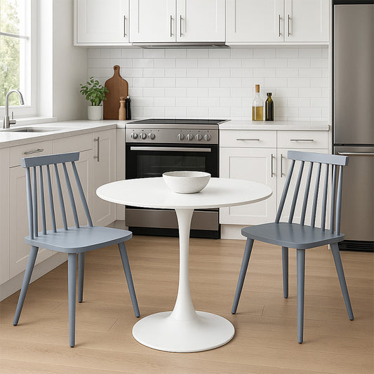 Τραπεζαρία Elijah-Aurora I Σετ 3 Τεμ PP σε Λευκή-Γκρι Απόχρωση Φ60x74