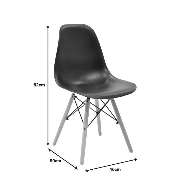 Julita Dining Table Set of 3 MDF Black-Beech Wood in Natural Shade Φ60x73