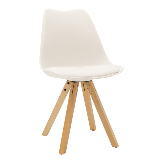 Τραπεζαρία Natali-Caron Σετ 3 Τεμ MDF Λευκό-Πόδια Φυσικό 80x80x76