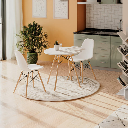 Τραπεζαρία με Καρέκλες Julita Λευκό και Τραπέζι Julita Λευκό Φ80x73εκ Σετ 3 Τεμ.