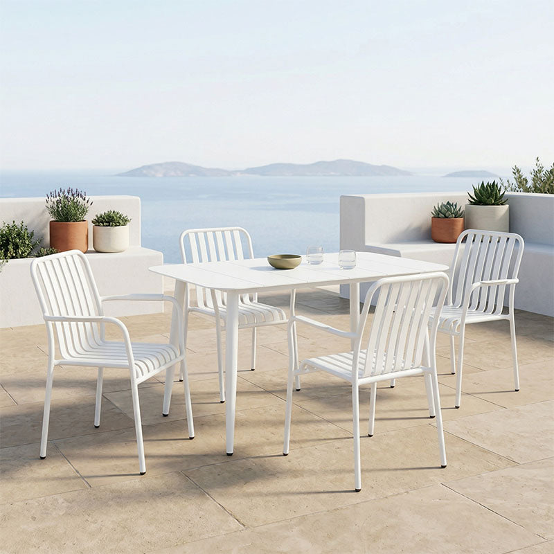 Τραπεζαρία Heven-Vista Σετ 5 Τεμ Λευκό Αλουμίνιο 120x70x72