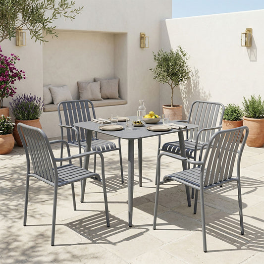Τραπεζαρία Heven-Vista Σετ 5 Τεμ Ανθρακί Αλουμίνιο 80x80x72