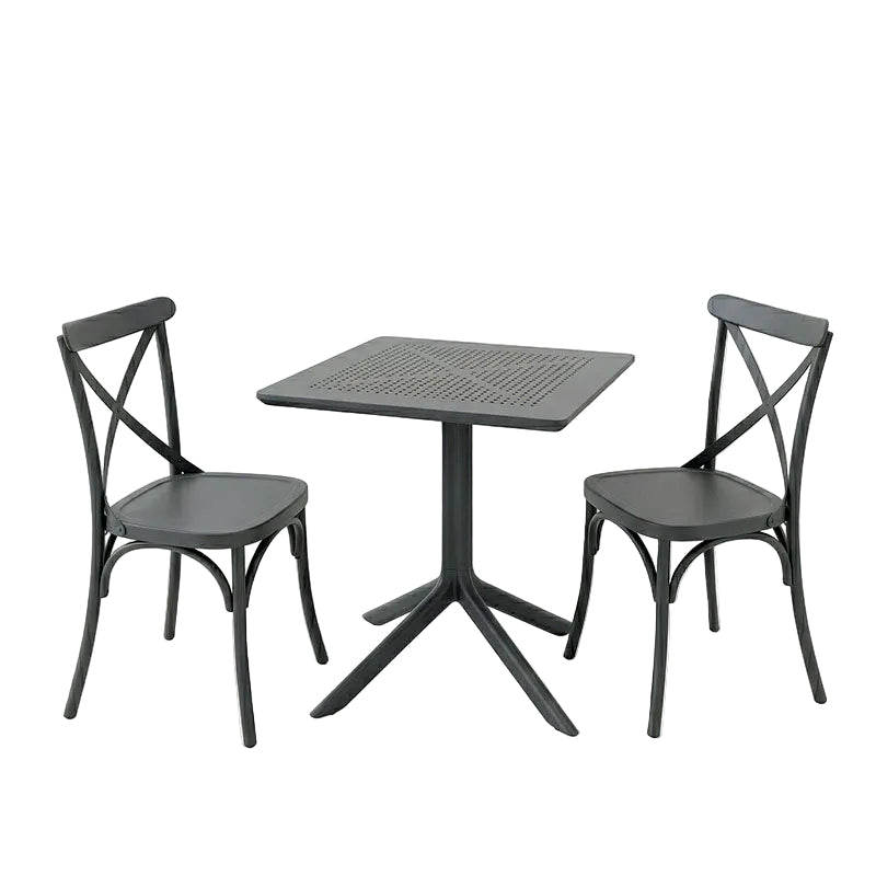 Τραπεζαρία Groovy-Crossie Σετ 3 Τεμ Ανθρακί PP 60x60x76