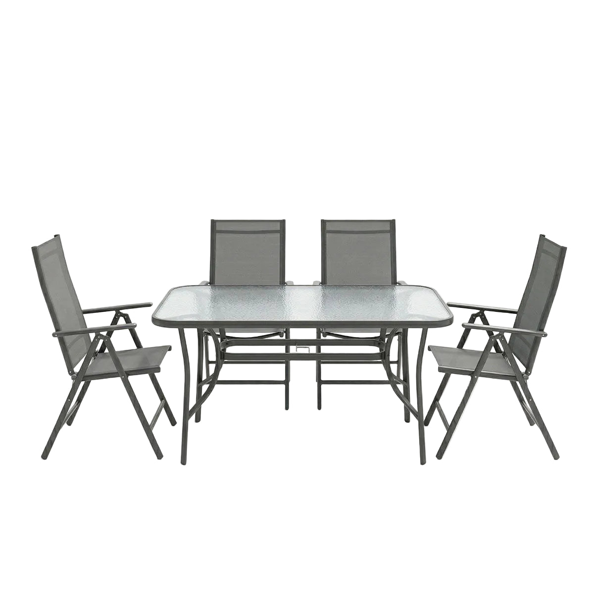 Τραπεζαρία Ensure-Candor Σετ 5 Τεμ Ανθρακί Μέταλλο με Γυαλί 120x70x70