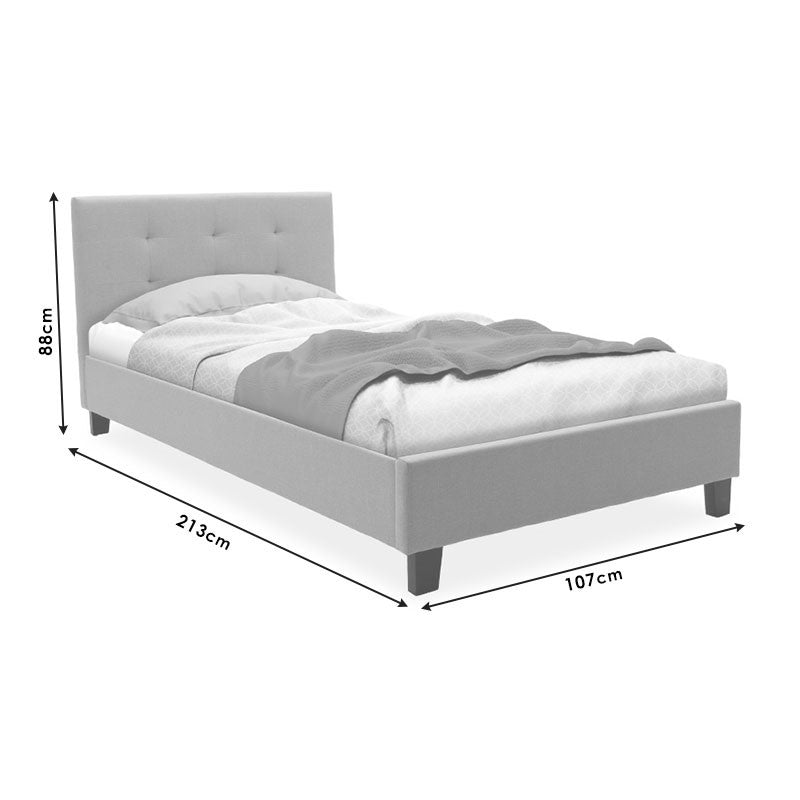 Bed with Mattress Mago-Perfecto Anthracite Fabric 100x200cm