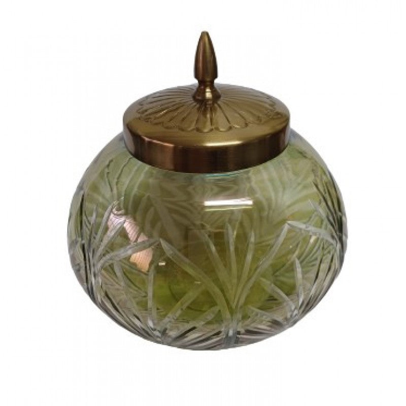 Φοντανιέρα Γυάλινη/Μεταλλική Μελί/Χρυσή 15x15x15