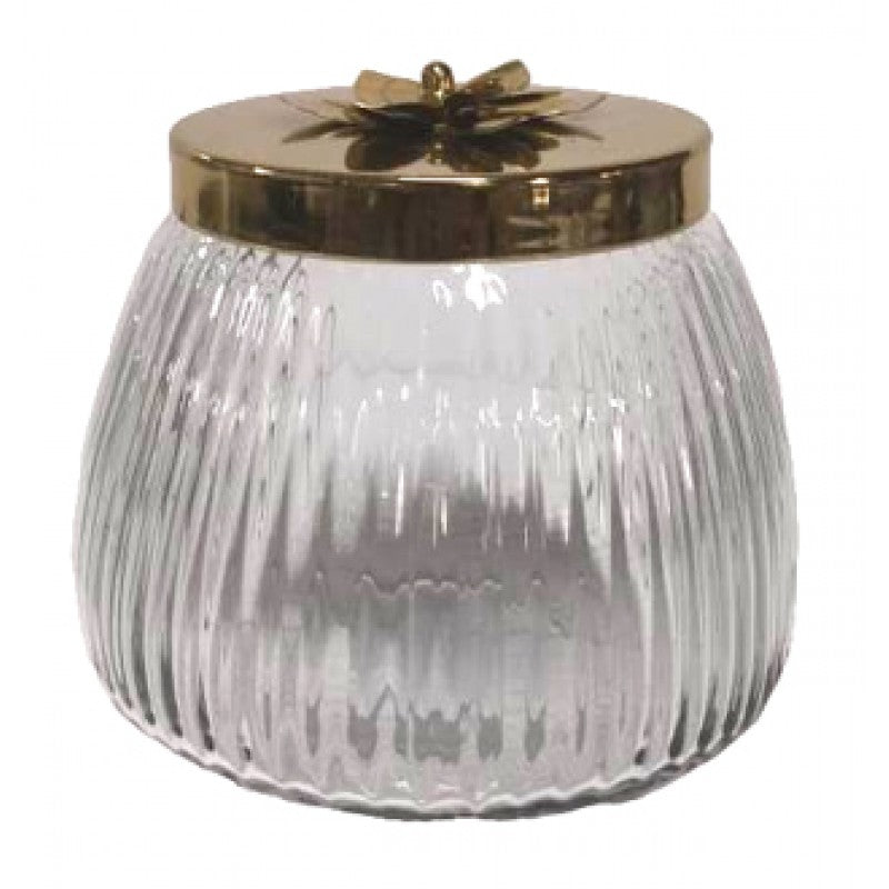 Φοντανιέρα Γυάλινη/Μεταλλική Διάφανη/Χρυσή 16x16x16