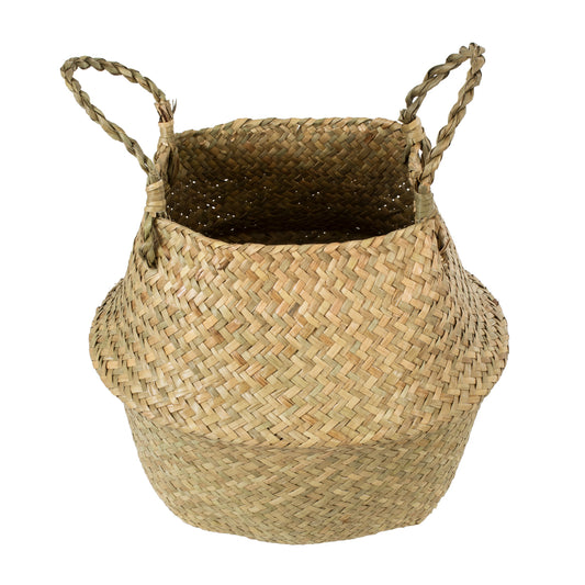 IBIZA 20195 Διακοσμητικό Ψάθινο Καλάθι - Κασπώ Γλάστρα - Flower Pot Μπεζ Π23cm x Υ30cm