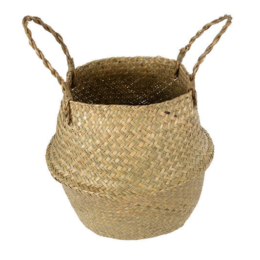 IBIZA 20197 Διακοσμητικό Ψάθινο Καλάθι - Κασπώ Γλάστρα - Flower Pot Μπεζ Π33cm x Υ40cm