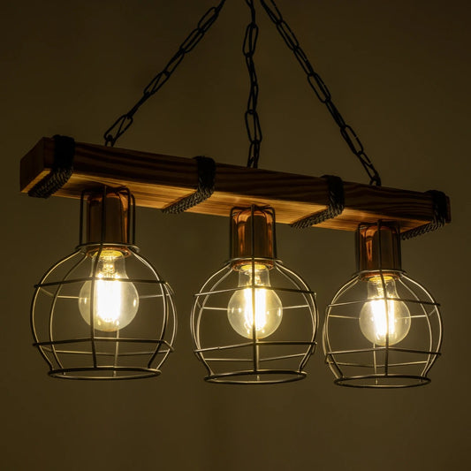 STARLO 201-0006 Vintage Κρεμαστό Φωτιστικό Οροφής με Ντουί 3 x E27 AC 220-240V IP20 - Μπεζ, Μαύρο & Χάλκινο - Μ50 x Π16 x Υ23