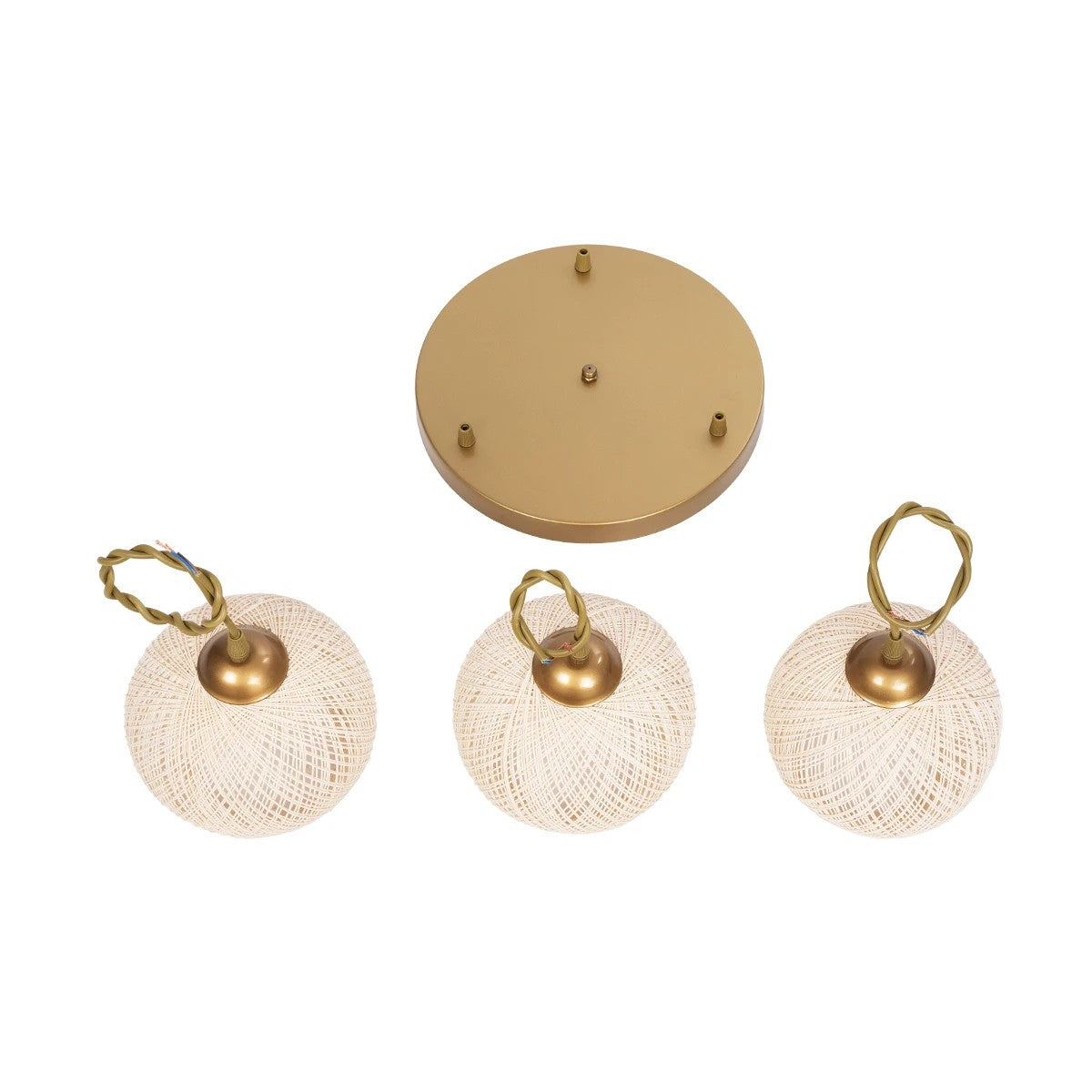 ILLUMIO 201-0027 Vintage Κρεμαστό Φωτιστικό Οροφής με Ντουί 3 x E27 AC 220-240V IP20 - Χρυσό & Μπεζ - Μ40 x Π40 x Υ53