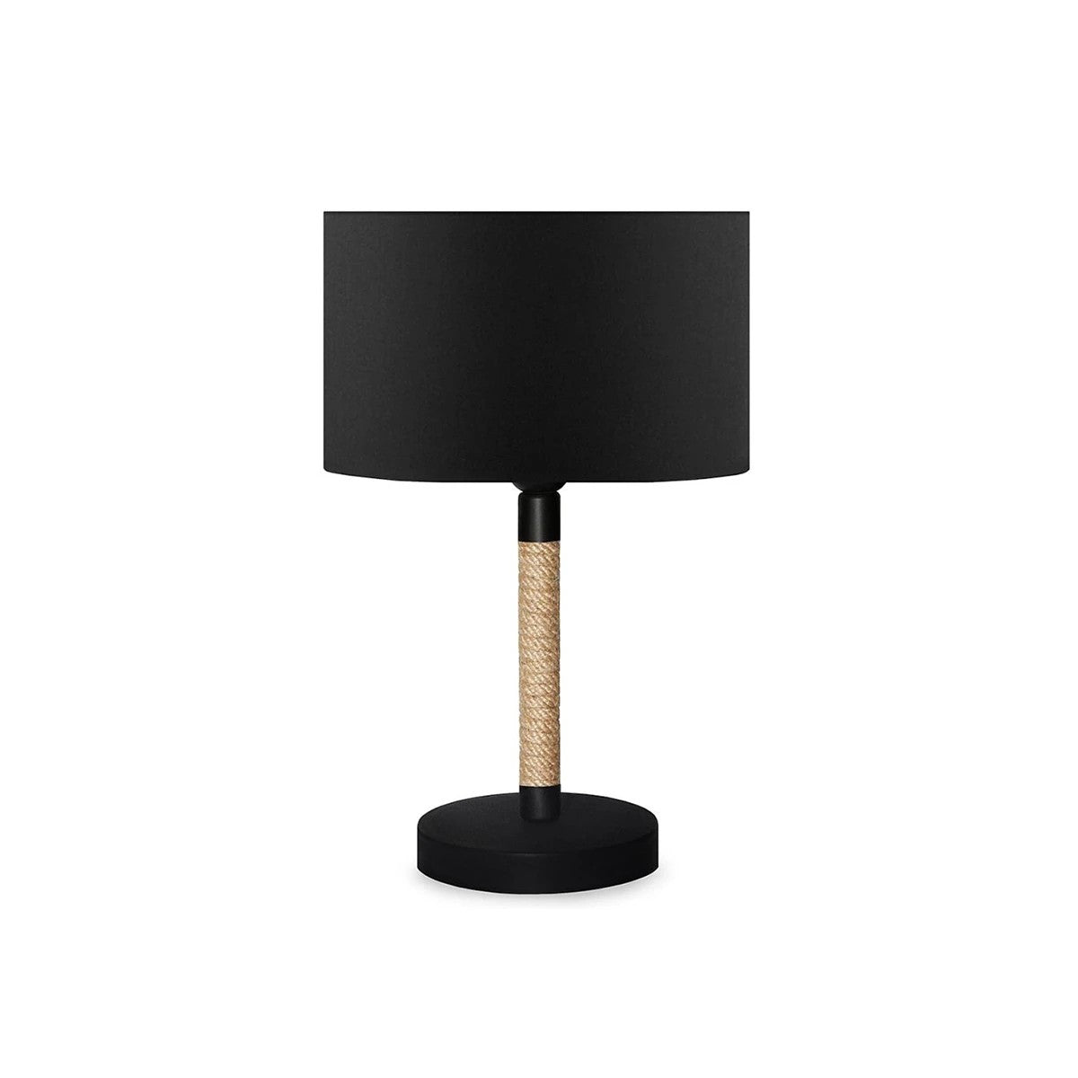 BRONX 201-0062 Μοντέρνο Επιτραπέζιο Φωτιστικό Μονόφωτο 1 x E27 IP20 Μαύρο Ύφασμα, Μπεζ Σχοινί με Μαύρο Μέταλλο - Μ24 x Π24 x Υ37