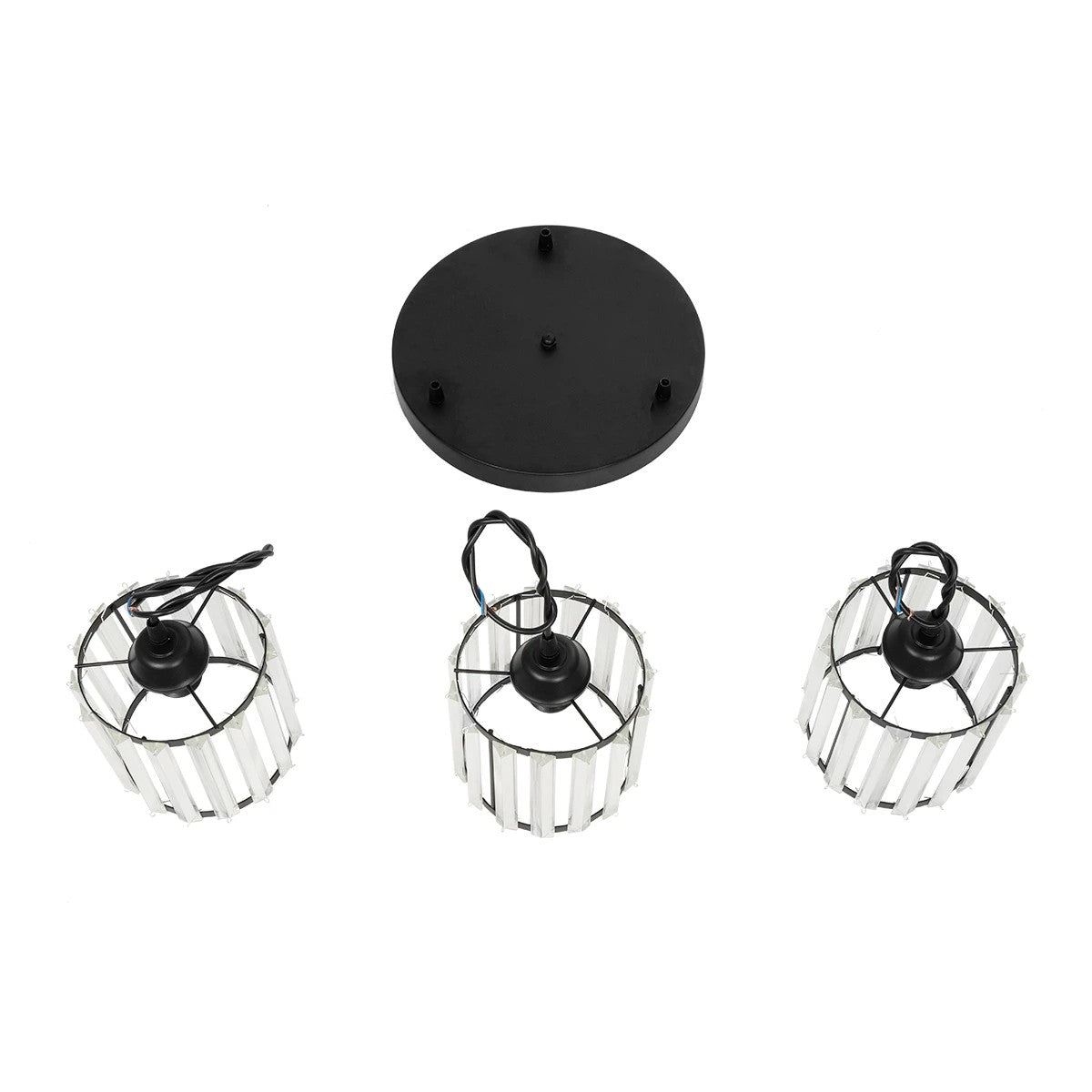 FLAREX 201-0084 Vintage Κρεμαστό Φωτιστικό Οροφής με Ντουί 3 x E27 AC 220-240V IP20 - Μαύρο & Διάφανο - Μ40 x Π40 x Υ50