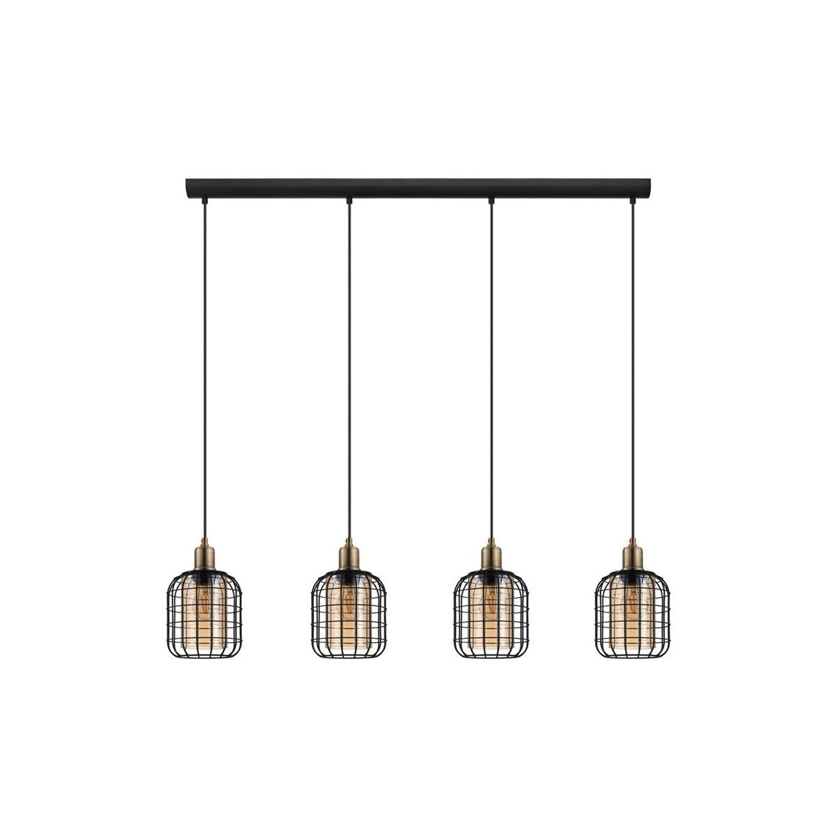 PULSAR 201-0103 Vintage Κρεμαστό Φωτιστικό Ράγα Πολύφωτο 4 x E27 IP20 Μαύρο Μέταλλο - Μ70 x Π20 x Υ80cm