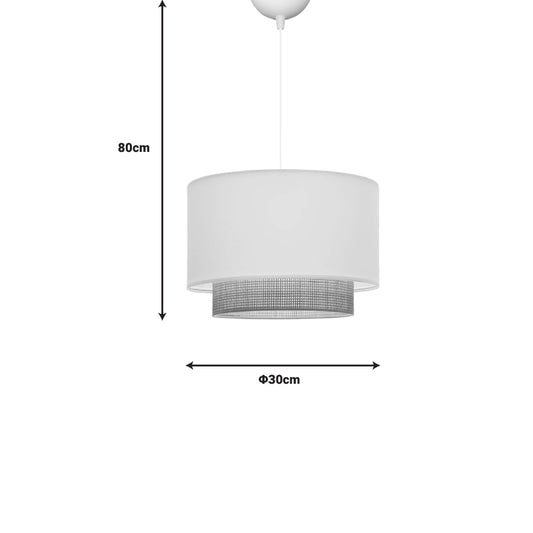 Φωτιστικό Οροφής Newbay Ύφασμα και Ψάθα σε Λευκό-Φυσικό Χρώμα Φ30x20