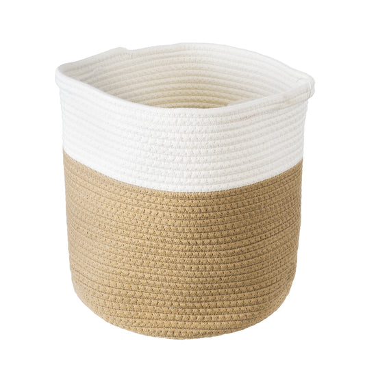 PALAWAN 20202 Διακοσμητικό Πλεκτό Καλάθι - Κασπώ Γλάστρα - Flower Pot Μπεζ με Λευκό Π30cm x Υ30cm