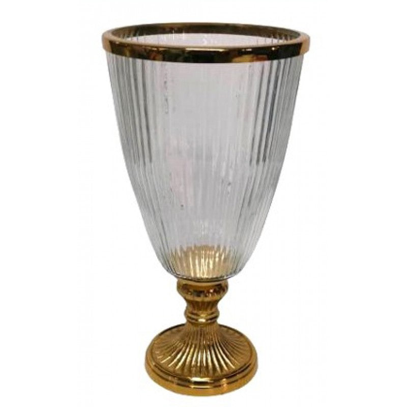 Βάζο Γυάλινο/Μεταλλικό Διάφανο/Χρυσό 19x19x43