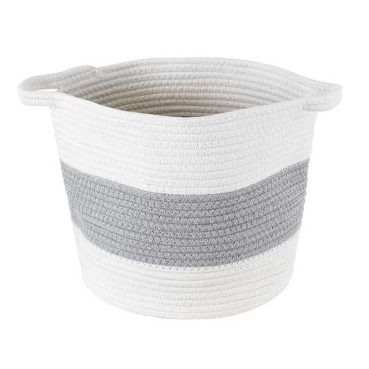 KEFALONIA 20320 Διακοσμητικό Πλεκτό Καλάθι - Κασπώ Γλάστρα - Flower Pot Γκρι με Λευκό Φ30cm x Υ30cm