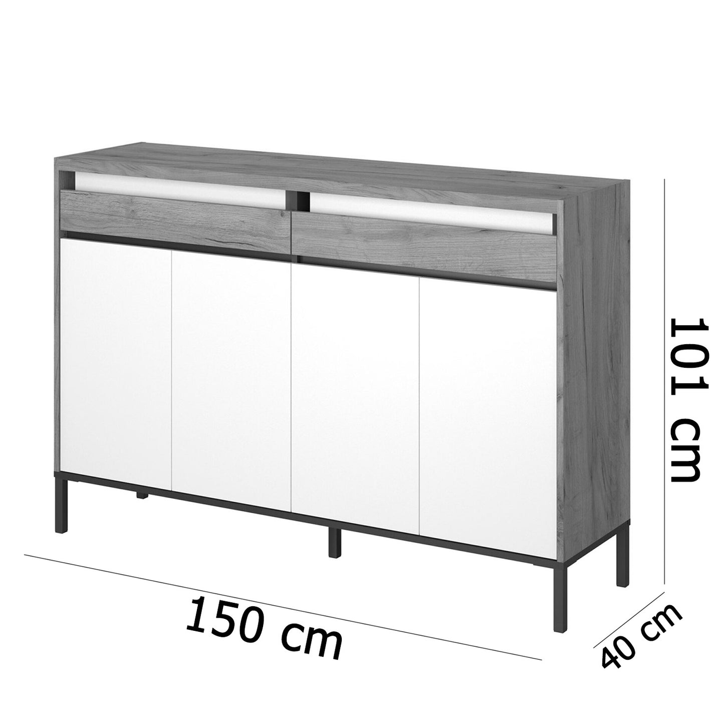 Μπουφές Palmor Χρυσό Δρυς-Λευκό 150x40x101