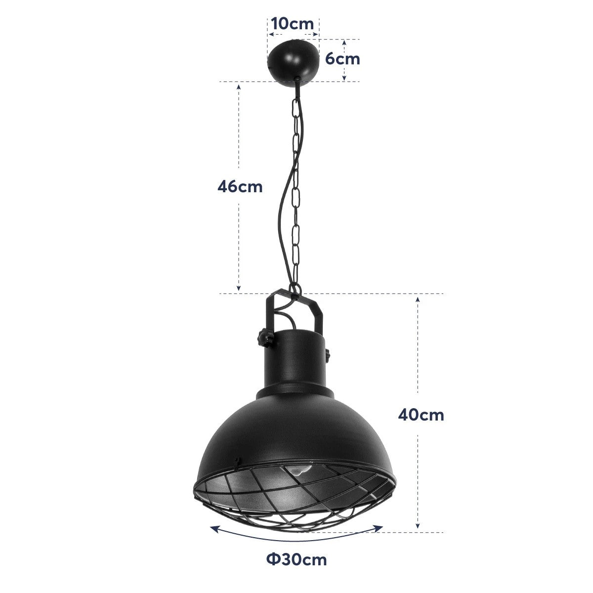 SIERRA 203-0011 Vintage Κρεμαστό Φωτιστικό Οροφής με Ντουί 1 x E27 AC 220-240V IP20 - Μαύρο & Χρυσό - Μ30 x Π30 x Υ40
