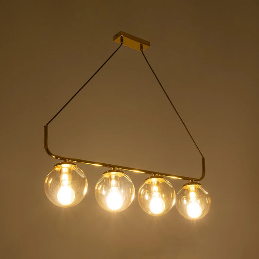 LATTICE 203-0019 Μοντέρνο Φωτιστικό Οροφής Ράγα Πολύφωτο 4 x E27 IP20 Χρυσό Μέταλλο με Μελί Γυαλί - Μ78 x Π35 x Υ62cm