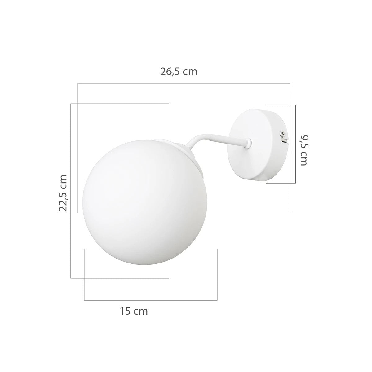 DALPH 203-0035 Vintage Επιτοίχιο Φωτιστικό Απλίκα Μονόφωτο 1 x E27 IP20 Λευκό Μέταλλο με Λευκό Γυαλί - M15 x Π18 x Υ22.5cm