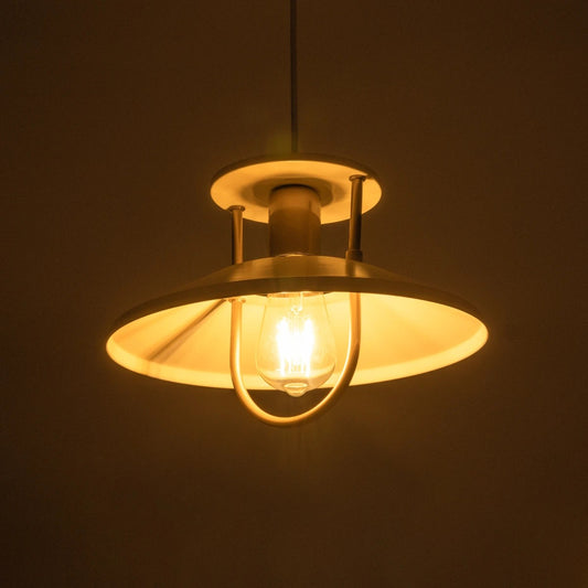 BILLA 203-0041 Vintage Κρεμαστό Φωτιστικό Καμπάνα Μονόφωτο 1 x E27 IP20 Λευκό με Χρυσό Μέταλλο - M30.5 x Π30.5 x Υ70cm