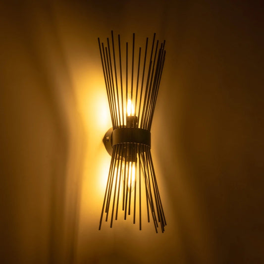 HORN 203-0043 Vintage Επιτοίχιο Φωτιστικό Απλίκα Δίφωτο 2 x E27 IP20 Μαύρο Μέταλλο - Μ17 x Π20 x Υ45cm