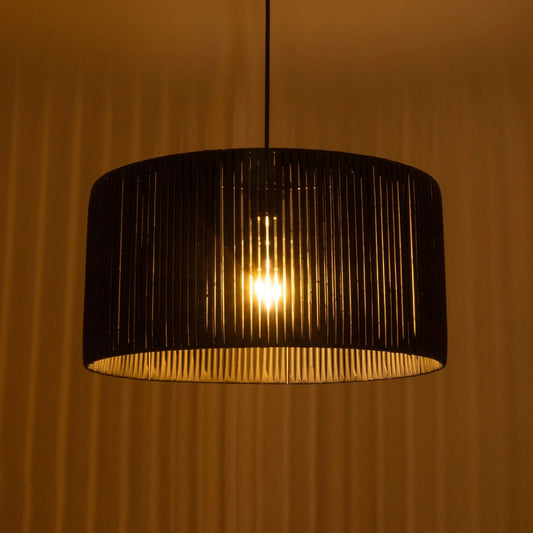 KYCLOS 203-0048 Boho Κρεμαστό Φωτιστικό Καπέλο Μονόφωτο 1 x E27 IP20 Μαύρο Rattan - M40 x Π40 x Υ90cm