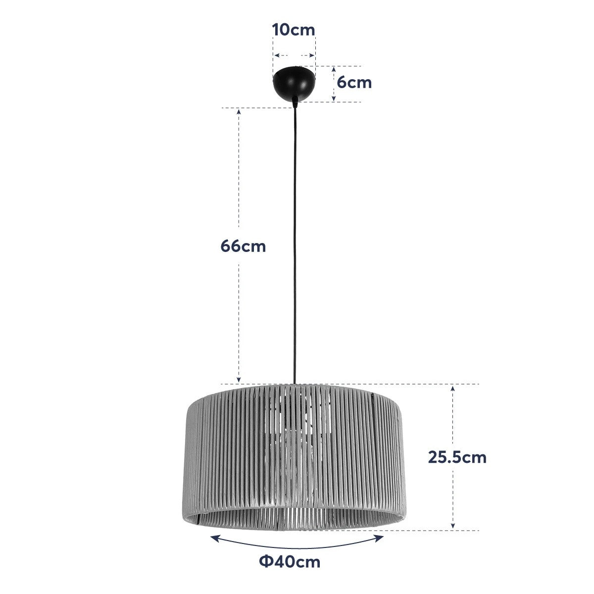 KYCLOS 203-0049 Boho Κρεμαστό Φωτιστικό Καπέλο Μονόφωτο 1 x E27 IP20 Μπεζ Rattan - M40 x Π40 x Υ25.5cm