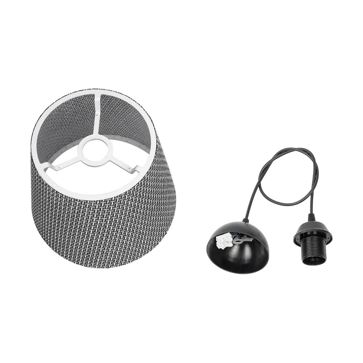 CONEY 203-0070 Μοντέρνο Κρεμαστό Φωτιστικό Καπέλο Μονόφωτο 1 x E27 IP20 Γκρι Διάτρητο Ύφασμα - Μ26 x Π26 x Υ93cm